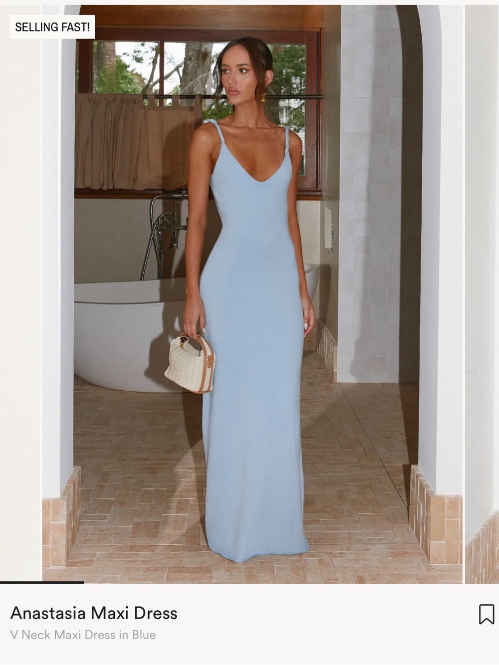 Anastasia Sky-Blue V-Neck Maxi Dress